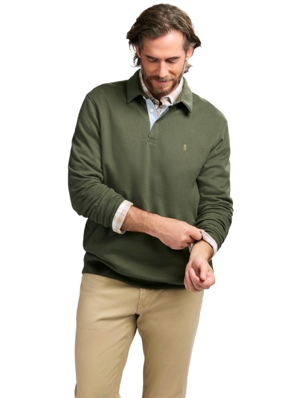 Izod Long Sleeve Polo Fleece Lined popover